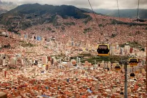 Vue aérienne de la ville de La Paz depuis un téléphérique | itinerares